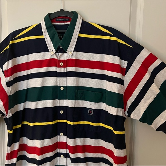 Vintage mens striped short sleeve casual button down shirt | size Large - Picture 6 of 9